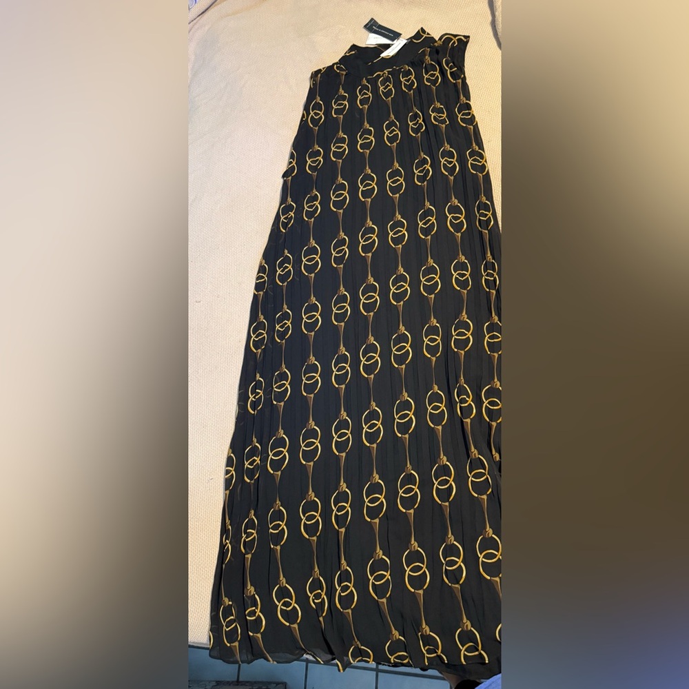 NWT Banana Republic Black and Gold Chain Maxi Dress XL - Picture 7 of 7